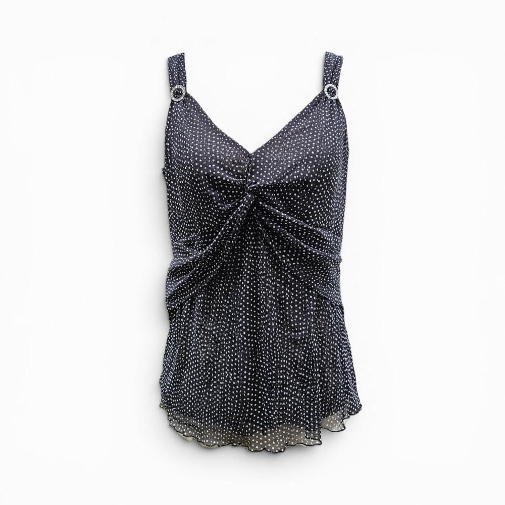 Mesh Euro Tank Top Polka Dot Black & White - Medium